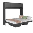 Ver imagem 4 de Cama Casal Articulável Horizontal com Portas 140 Hanover Yescasa Cinza/Grafite