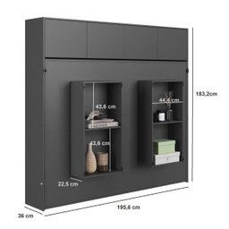 Cama Casal Articulável Horizontal com Portas 140 Hanover Yescasa Cinza/Grafite - 8 Cama Casal Articulável Horizontal com Portas 140 Hanover Yescasa Cinza/Grafite - 8
