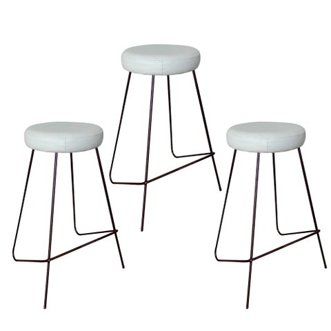 Kit 3 Banqueta Banco Aço Média Cozinha Bar Balcão 63cm Bege