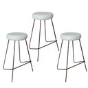 Ver imagem 1 de Kit 3 Banqueta Banco Aço Média Cozinha Bar Balcão 63cm Bege