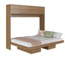 Ver imagem 3 de Cama Casal Articulável Horizontal com Portas 140 Hanover Yescasa Marrom/Mel