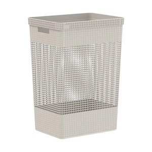 Cesto de Roupa Grid Bege 49 L com Tampa 38 X 28 X 55,2 Cm