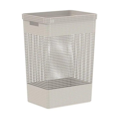Cesto de Roupa Grid Bege 49 L com Tampa 38 X 28 X 55,2 Cm