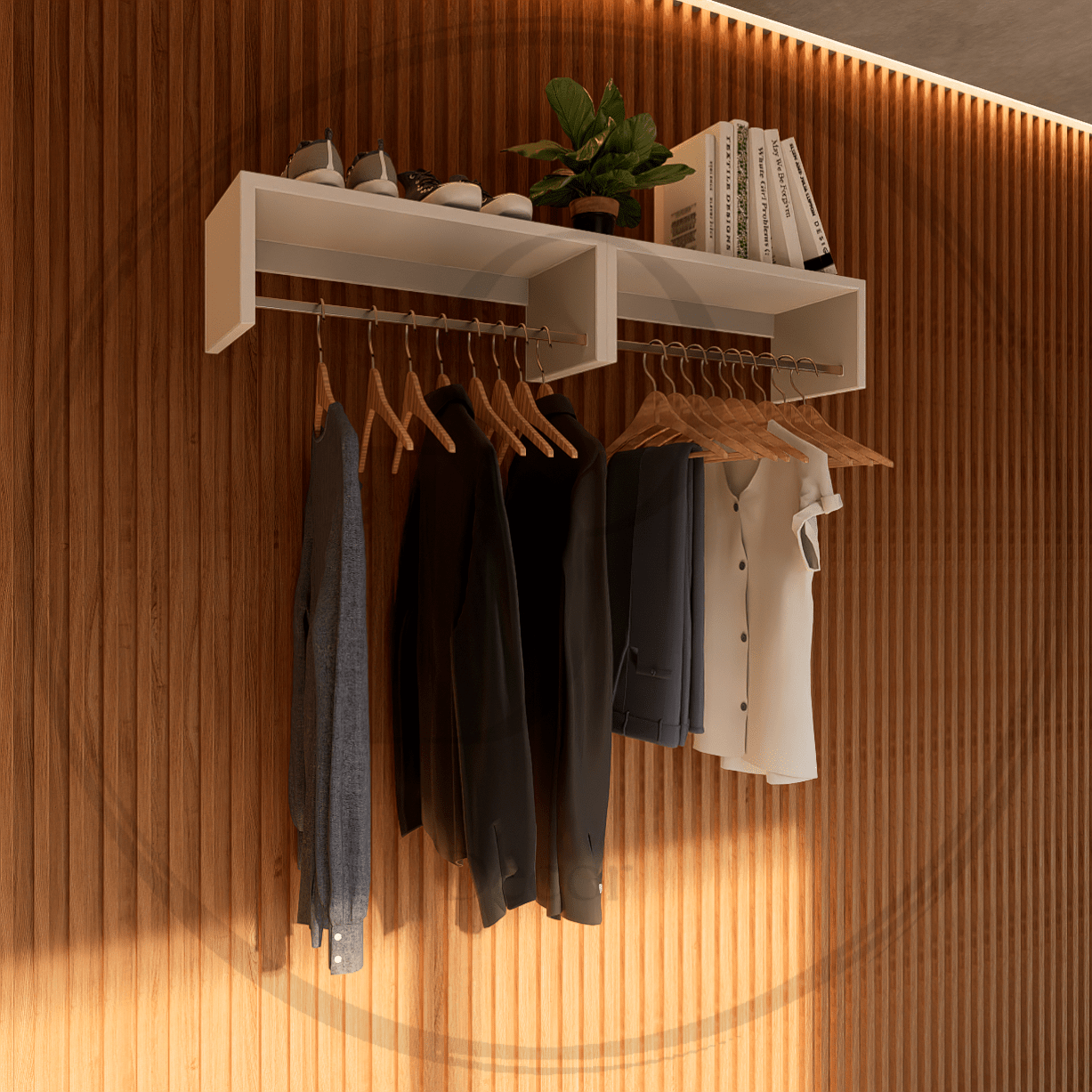 2 Prateleiras Otimizador de Espaço De Parede Wood On Design Cabideiro multiuso aéreo - 6