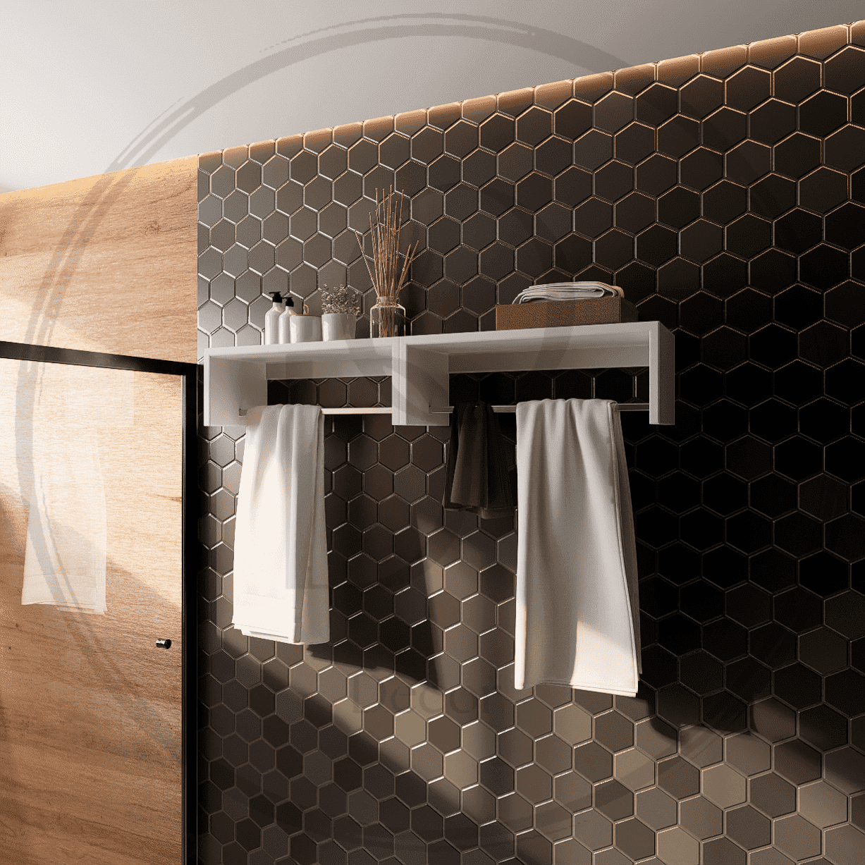 2 Prateleiras Otimizador de Espaço De Parede Wood On Design Cabideiro multiuso aéreo - 2