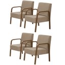 Ver imagem 1 de Kit 4 Poltronas 1 Lugar Jade Braço Madeira Dsalla Cappuccino