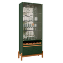 Ver imagem 3 de Cristaleira Cristal Espelho Adega 2 Portas Vidro Temperado Sala de Estar e Jantar com Pés Madeira Ma