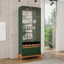 Ver imagem 1 de Cristaleira Cristal Espelho Adega 2 Portas Vidro Temperado Sala de Estar e Jantar com Pés Madeira Ma