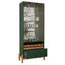 Ver imagem 4 de Cristaleira Cristal Espelho Adega 2 Portas Vidro Temperado Sala de Estar e Jantar com Pés Madeira Ma