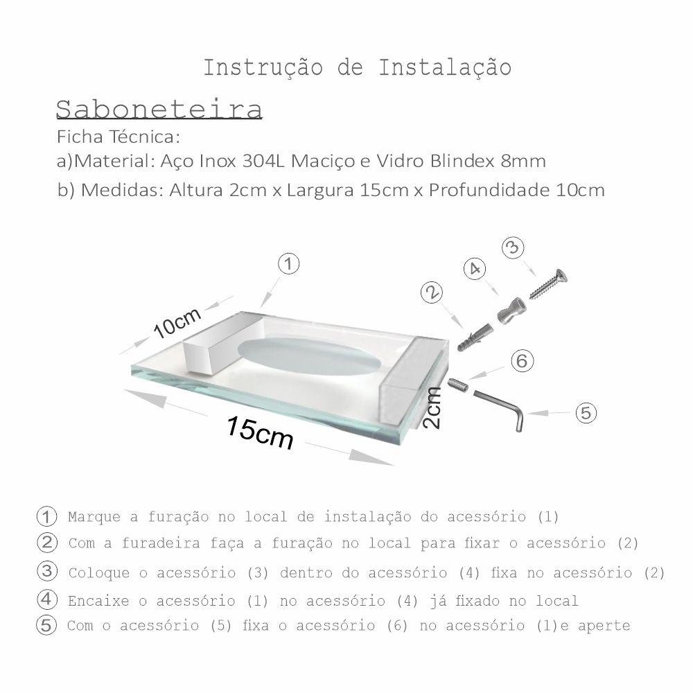 Saboneteira Aço Inox e Vidro Alto Padrão 313vip Grego Metal - 2