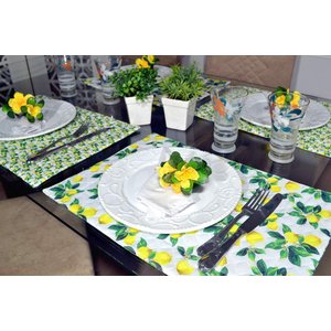 Jogo Americano Matelado Dupla Face 6 Peças - Limão Siciliano Arte & Tear Jogo Americano Dupla Face