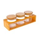 Ver imagem 3 de Porta Temperos 3 Potes Herméticos 350ml E Suporte Bambu Yoi