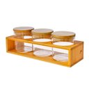 Ver imagem 1 de Porta Temperos 3 Potes Herméticos 350ml E Suporte Bambu Yoi