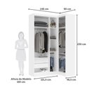 Ver imagem 3 de Guarda Roupa de Canto Alpes 4 Portas de Bater 2 Gavetas MDP Branco Luciane Móveis 2PEÇAS