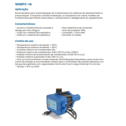 Controlador de Pressão Claw Wmepc-1a Monofásico 220v Azul 220 (m) - 2