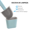 Escova de Silicone Limpador Vaso Sanitário Privada Base Suporte para Banheiro Azul - 3