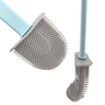 Escova de Silicone Limpador Vaso Sanitário Privada Base Suporte para Banheiro Azul - 4