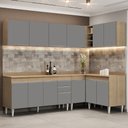 Ver imagem 2 de Armário de Cozinha Modulado de Canto 6 Peças Cp32 Balcão com Tampo Castanho/cinza - Lumil Lumil Móve