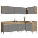 Ver imagem 1 de Armário de Cozinha Modulado de Canto 6 Peças Cp32 Balcão com Tampo Castanho/cinza - Lumil Lumil Móve