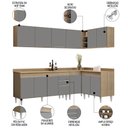 Ver imagem 3 de Armário de Cozinha Modulado de Canto 6 Peças Cp32 Balcão com Tampo Castanho/cinza - Lumil Lumil Móve