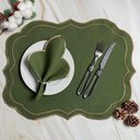 Ver imagem 1 de Kit 12 Jogos Americanos Guardanapos de Mesa Retangular Bordado Escócia - Verde