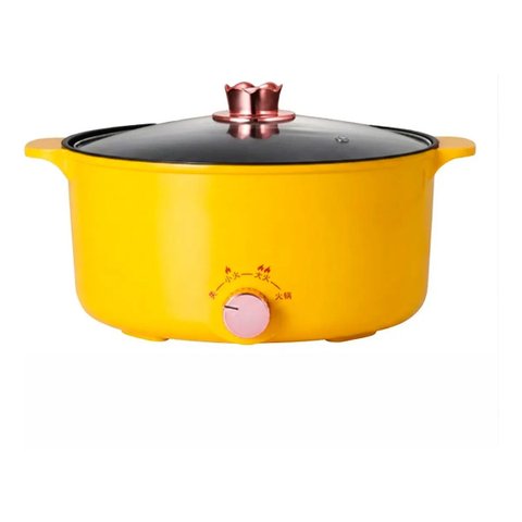 Panela Elétrica Amarela Multifuncional Gourmet Antiaderente 110V