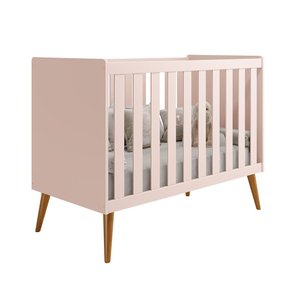 Berço Americano Isis 2 em 1 Flex Vira Mini Cama Infantil Rosa Fosco P/ Quarto do Bebê - Reller