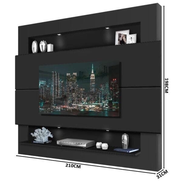 Painel Home com LED Suspenso Grande Luapa Milão Preto - 4