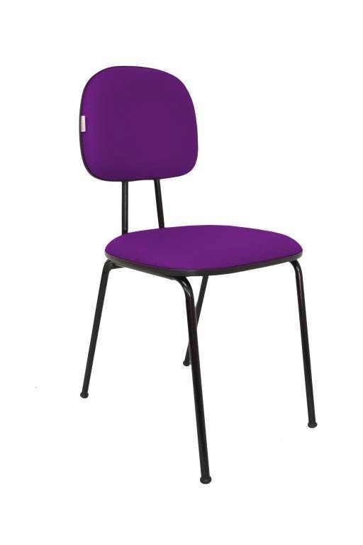Cadeira Fixa Secretaria Polo - Couro Sintetico Corano - Roxo