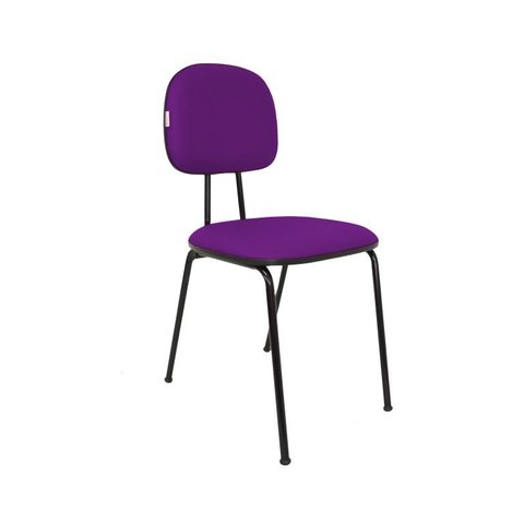 Cadeira Fixa Secretaria Polo - Couro Sintetico Corano - Roxo