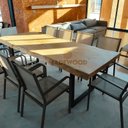 Ver imagem 2 de Mesa de Tronco com Bordas Orgânicas Cor Natural com Pés em Aço Carbono 90cm Largura:comp. 160cm