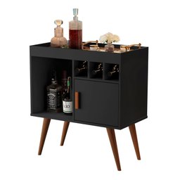 Aparador Cantinho do Café Paris com Adegas e Uma Porta - Beauty Móveis:preto - 3