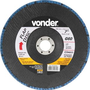Flap Disc 7" G60 Costado Fibra Cônico P/ Aço Carbono e Inox