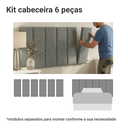 Ver imagem 5 de Cabeceira Estofada Modular Kit 6 Peças para Camas de Solteiro Silver Madesa