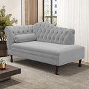 Ver imagem 2 de Divã Recamier Chaise Longue Lavínia 150cm Capitonê Pés de Madeira Veludo Cinza Claro - Desk Design