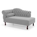 Ver imagem 1 de Divã Recamier Chaise Longue Lavínia 150cm Capitonê Pés de Madeira Veludo Cinza Claro - Desk Design
