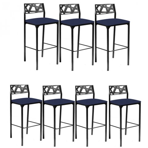 Kit 7 banquetas Eliza Gourmet Azul Marinho-Gat Magazine