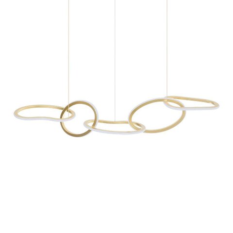 Lustre Pendente Nordecor Zena 2597 Ouro Champagne Led Bivolt