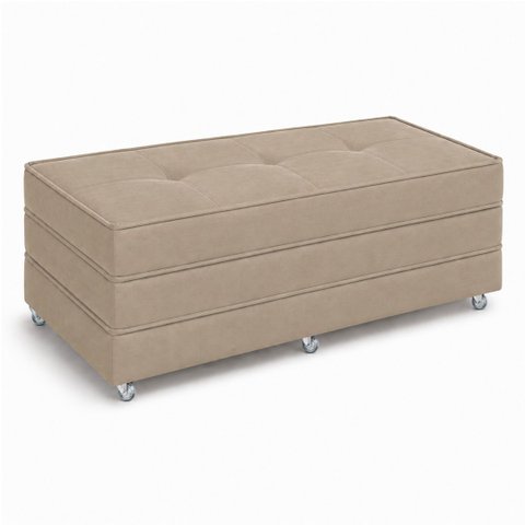 Puff Cama Dobravel 130cm Casal com Rodízios: Suede Caramelo