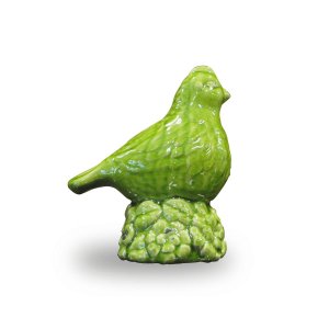 Escultura de pomba em cerâmica, na cor verde