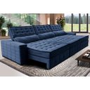 Ver imagem 1 de Sofá Retrátil e Reclinável 3,55m Cama inBox Big Puffer com SoftGel D40 Velupluma Azul