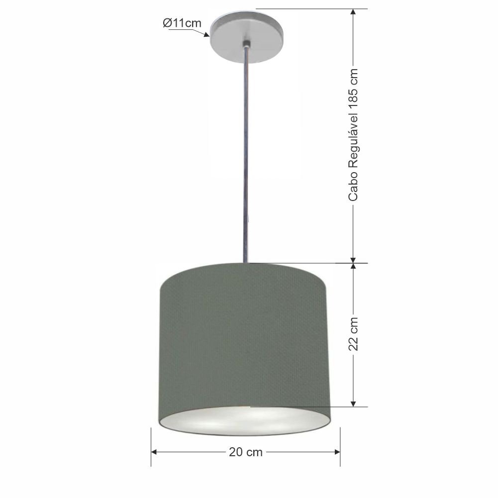 Lustre Luminária Pendente Vivare Free Lux Pe-4105cz Cúpula em Tecido 20x22cm - 2