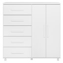 Ver imagem 1 de Cômoda Quarto 120cm 5 Gavetas 2 Portas Torena Branco a02 - Mpozenato