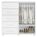 Ver imagem 3 de Cômoda Quarto 120cm 5 Gavetas 2 Portas Torena Branco a02 - Mpozenato