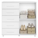 Ver imagem 6 de Cômoda Quarto 120cm 5 Gavetas 2 Portas Torena Branco a02 - Mpozenato
