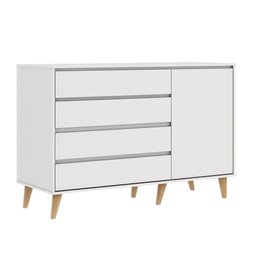 Quarto de Bebê Berço 3 em 1 Lígia Cômoda Infantil 4 Gavetas com Porta Gran Lorena Branco - 2