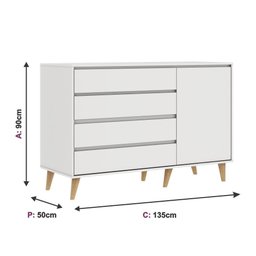 Quarto de Bebê Berço 3 em 1 Lígia Cômoda Infantil 4 Gavetas com Porta Gran Lorena Branco - 5
