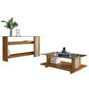 Ver imagem 1 de Kit Buffet Aparador Lizzo + Mesa de Centro Moderna para Sala Recepção Naturale/ Off White