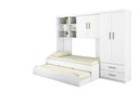 Ver imagem 1 de Kit Quarto Modulado Infantil 4 Peças Cama Solteiro e Auxiliar Guarda Roupa 2 Portas Armario Aéreo Co