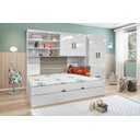 Ver imagem 5 de Kit Quarto Modulado Infantil 4 Peças Cama Solteiro e Auxiliar Guarda Roupa 2 Portas Armario Aéreo Co